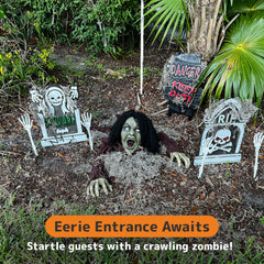 Zombie decoration in outdoor setting for Halloween
