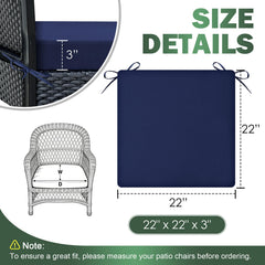Zonamat Outdoor Chair Cushions Navy Blue side view