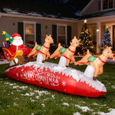 ZPISF 10 FT Santa Sleigh with Reindeer inflatable decoration front view