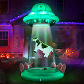 ZPISF 10 FT UFO inflatable with floating cow in outdoor setting