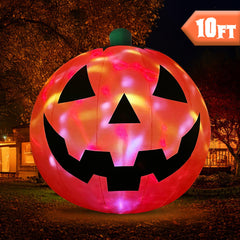 ZPISF inflatable pumpkin with rotating LED lights at night