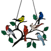 ZUAJITER multicolor bird window hangings front view