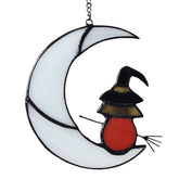 ZUAJITER Witch On Moon Stained Glass Suncatcher front view