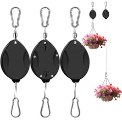 ZUZUAN 3 Pcs retractable plant hanger black set front view