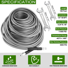 100 ft sewer jet hose close-up view