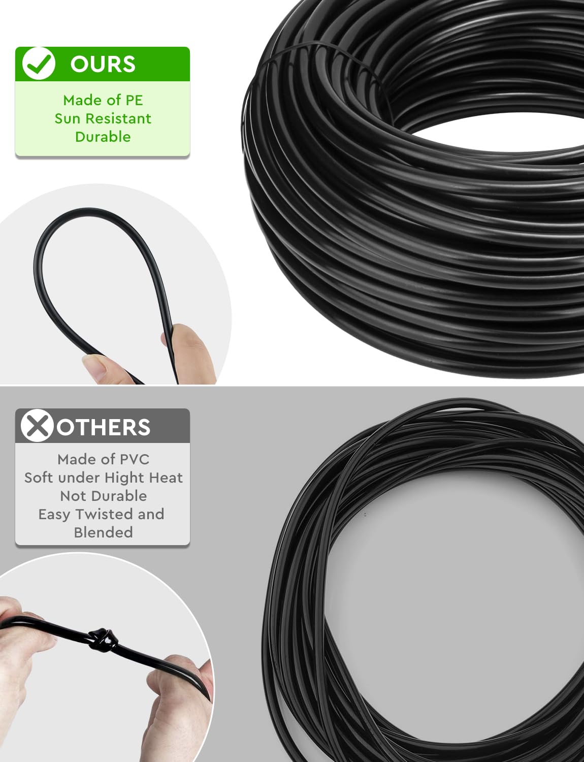100FT 1/4 inch tubing with quick connectors for easy installation