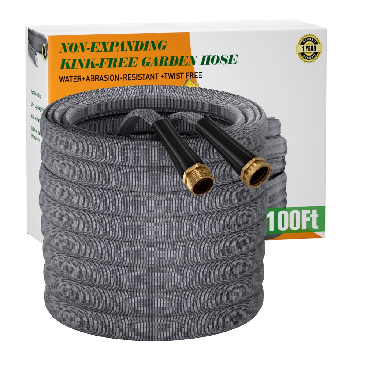 100ft lightweight garden hose in gray color