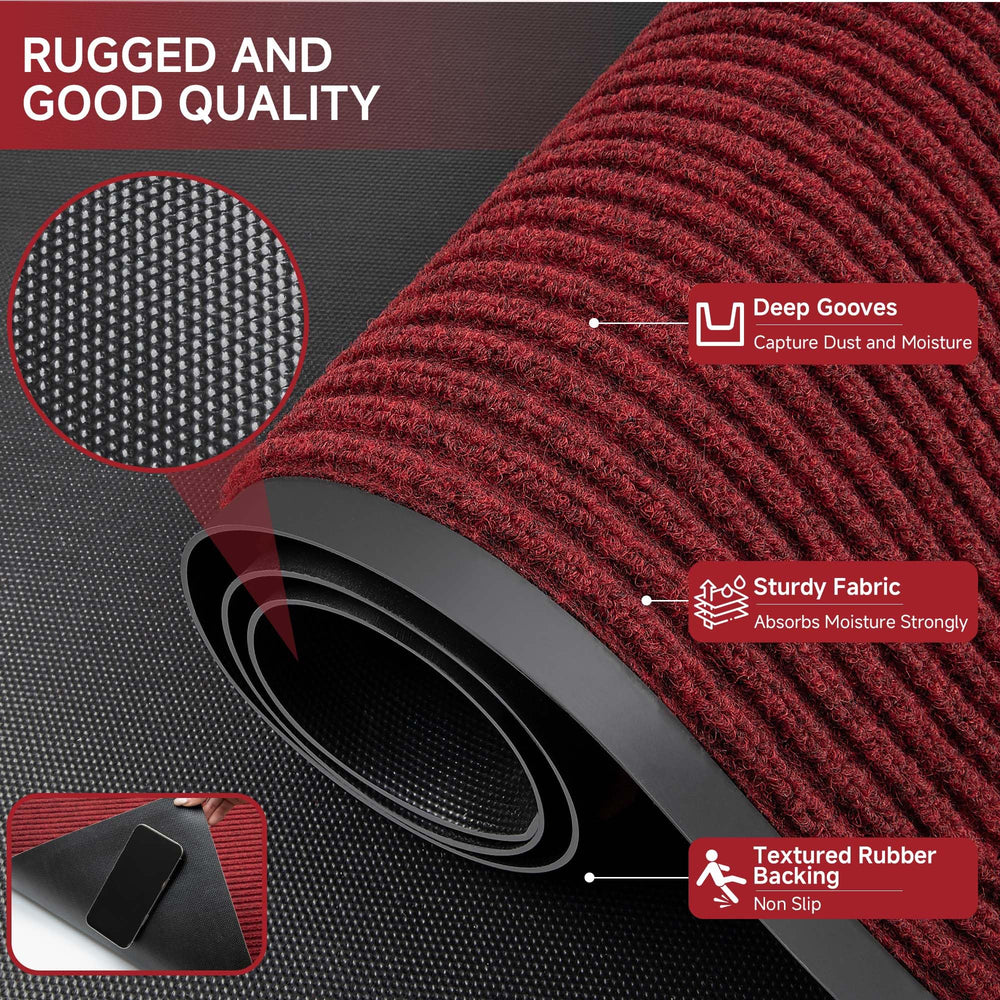 100pointONE Front Door Mat non-slip backing close-up