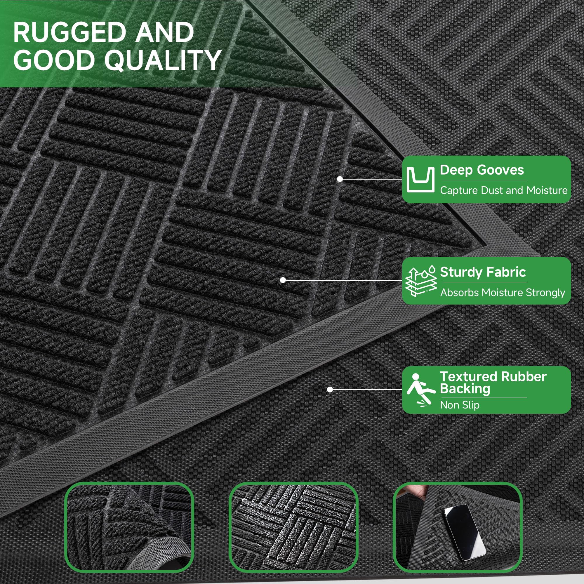 100pointONE Heavy Duty Doormat showing non-slip bottom