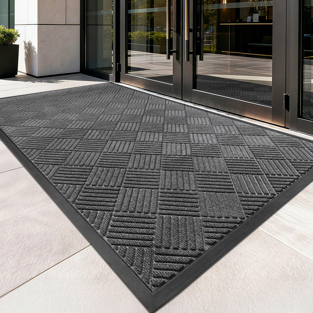 100pointONE Heavy Duty Front Door Mat with deep grooves for moisture capture