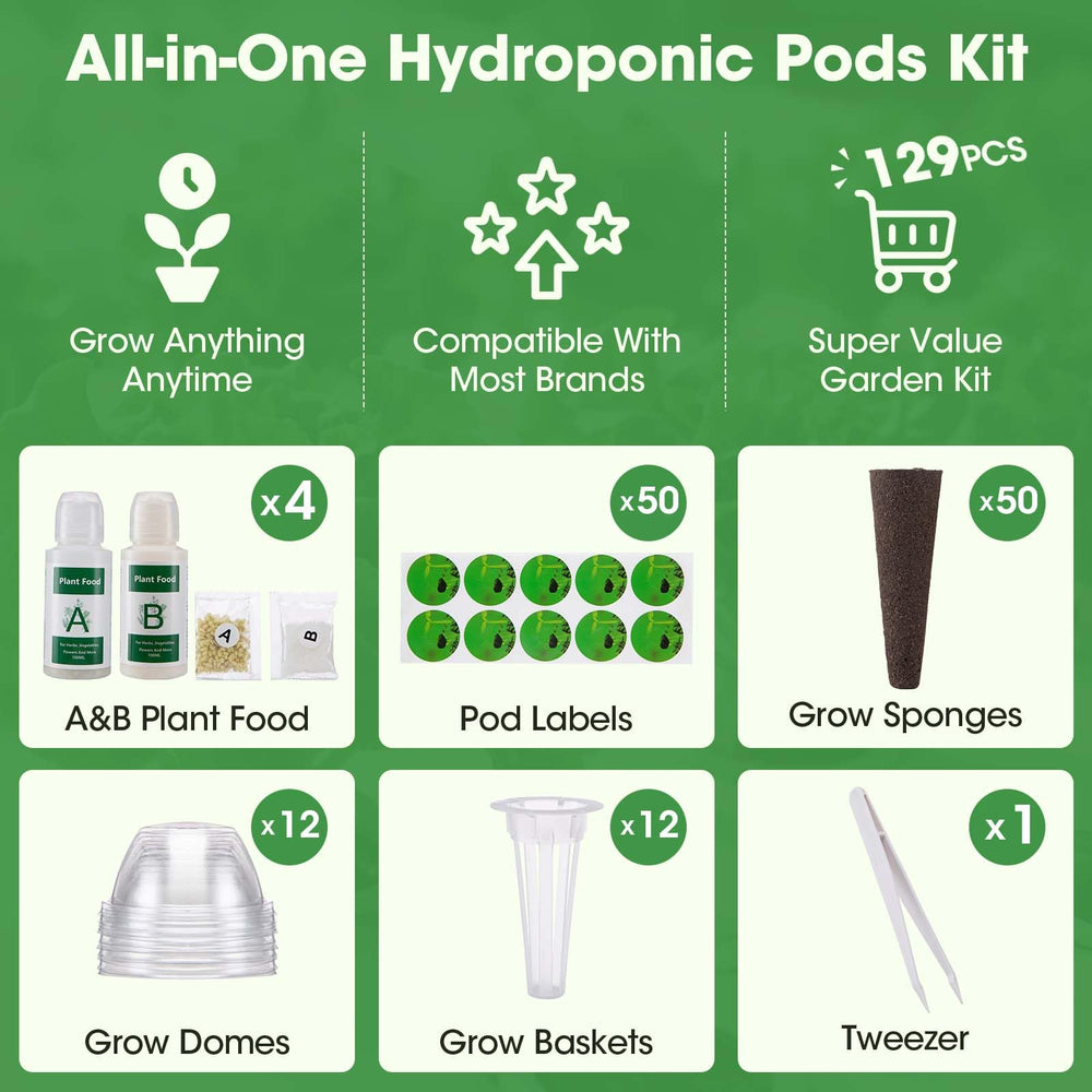 12 grow domes from the PlantaPulse hydroponic pods kit