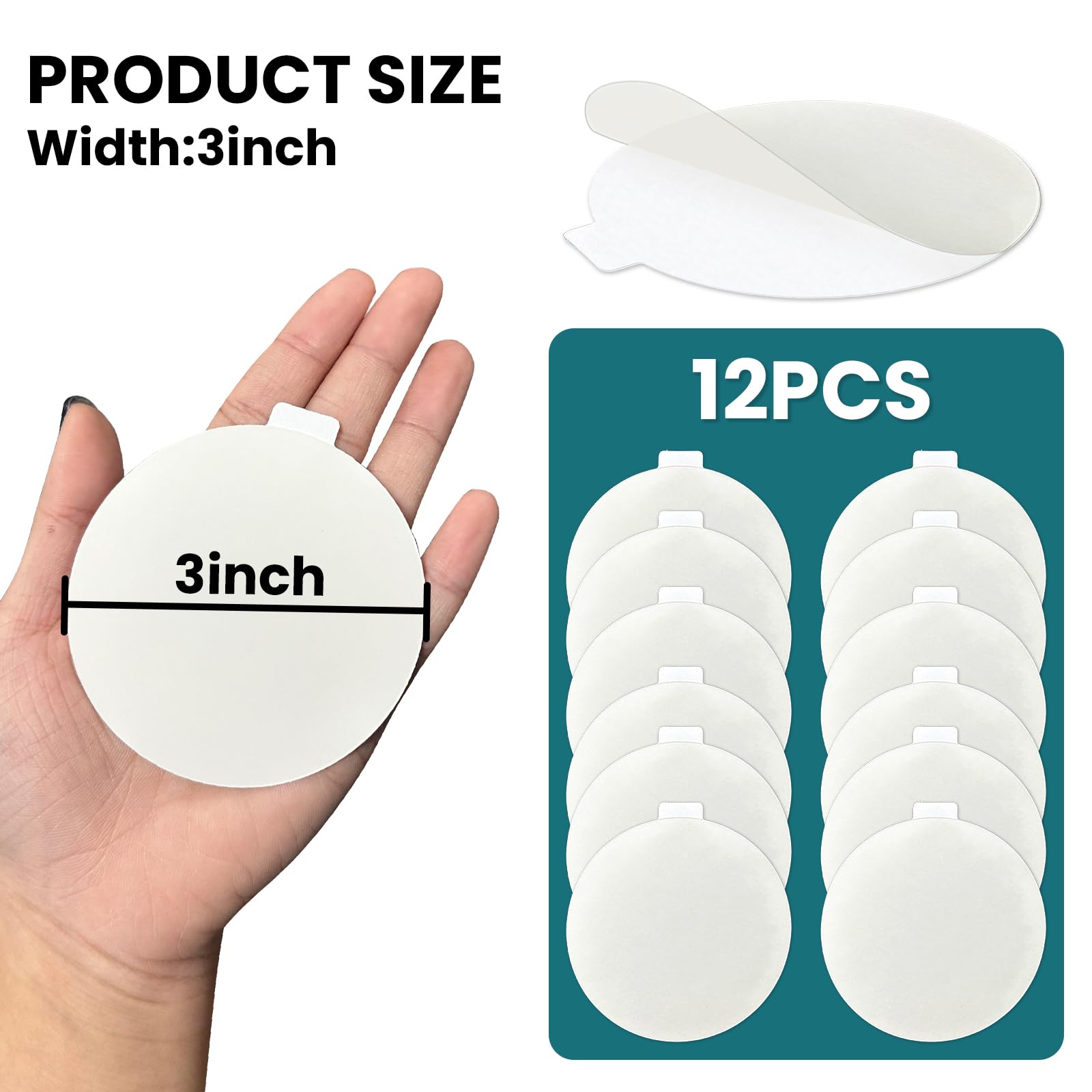 12 pieces of 3" TPU patches for inflatable repairs