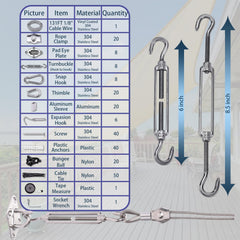 131FT Vinyl Coated Stainless Steel Cable Wire included in kit