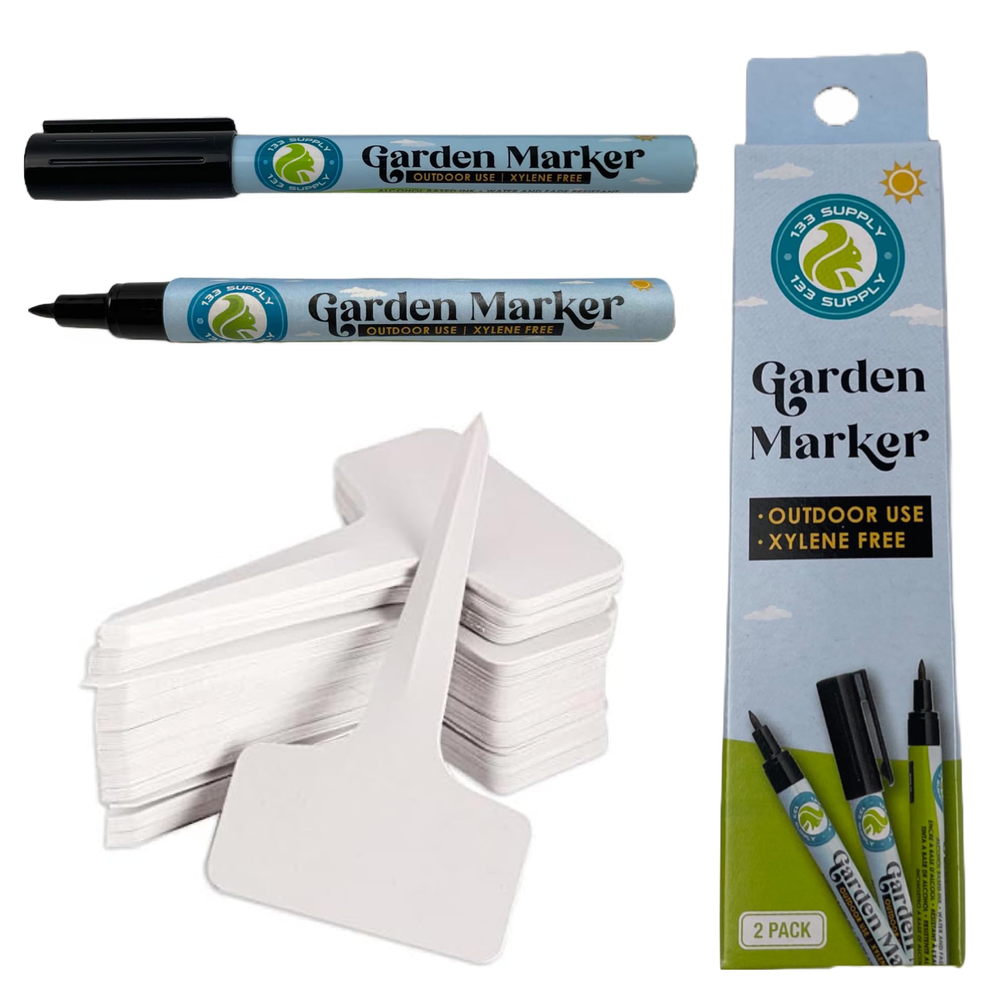 133 SUPPLY T-Type Plastic Plant Labels pack with marker pens