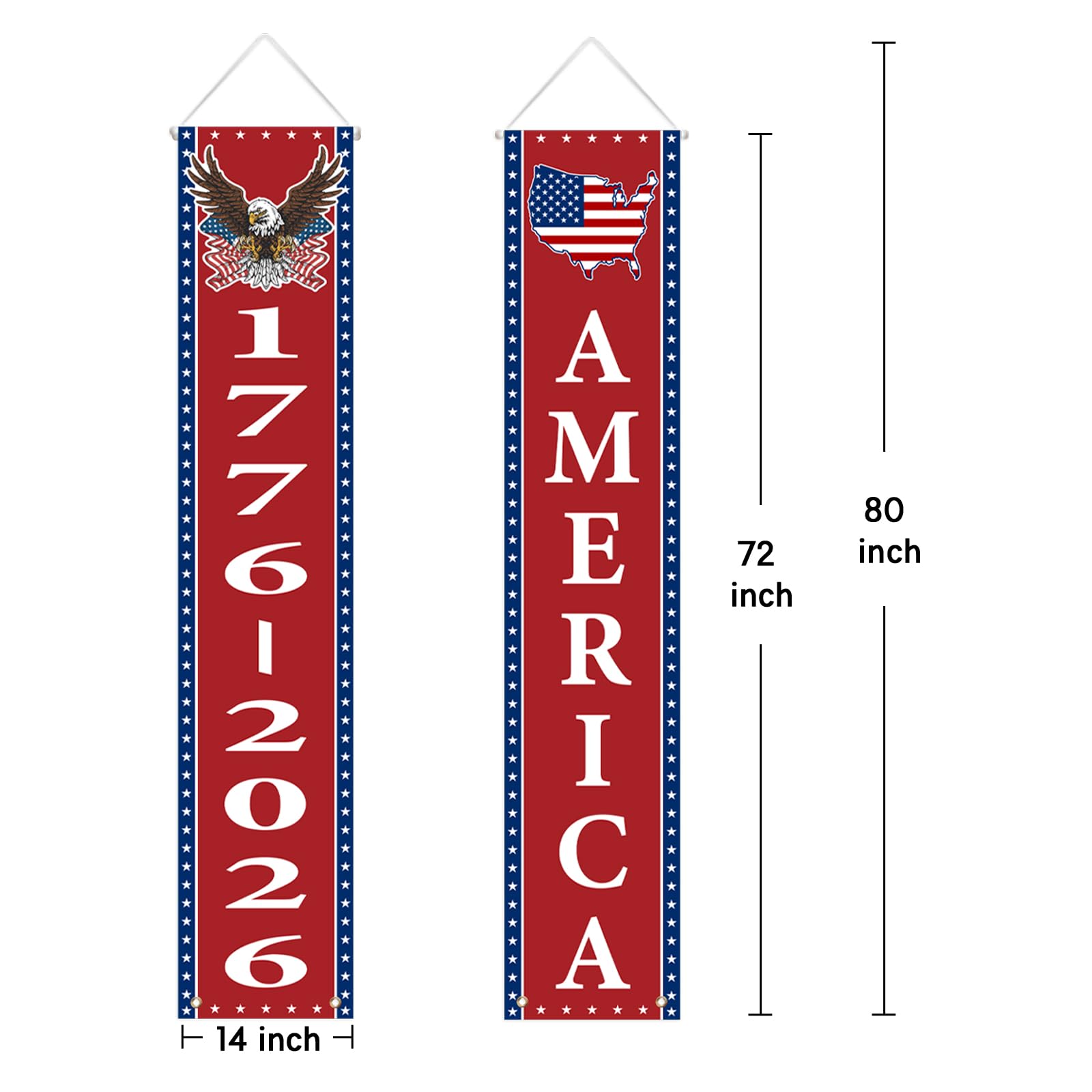 14 x 72 inches vertical design of the 250th Anniversary Banner