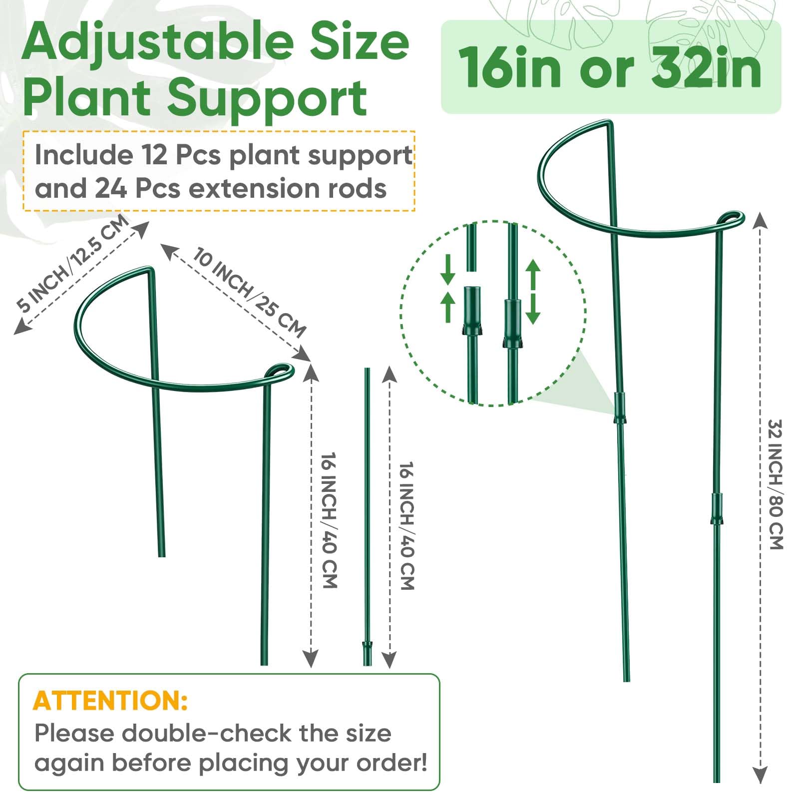 16 inch half round plant support stake with extension tube