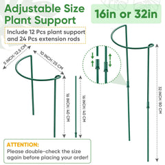 16 inch half round plant support stake with extension tube