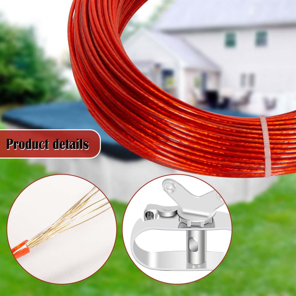 164 ft pool cover cable with red rubber covering