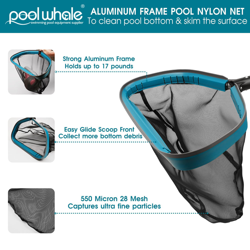 17.5-inch fine mesh skimmer rake net from POOLWHALE