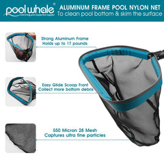 17.5-inch fine mesh skimmer rake net from POOLWHALE