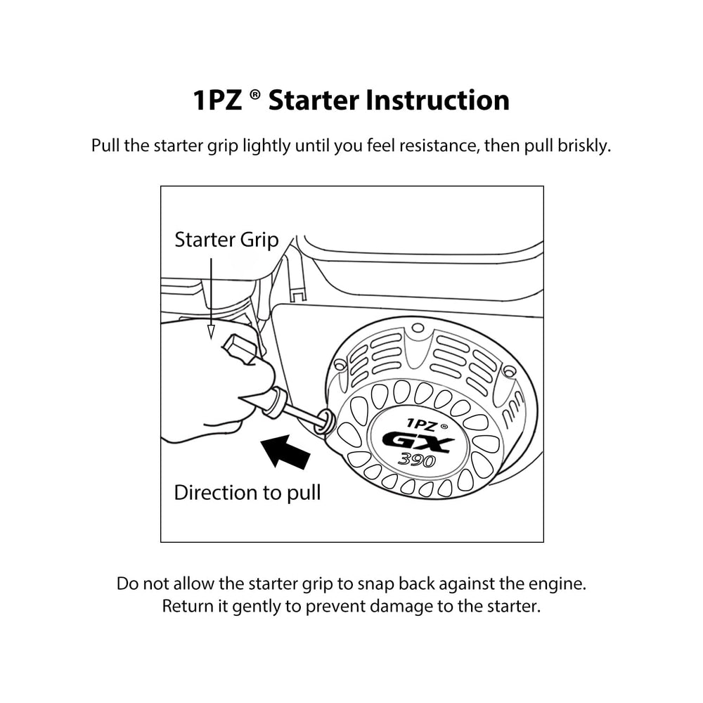 1PZ Recoil Starter center hole dimensions 200mm