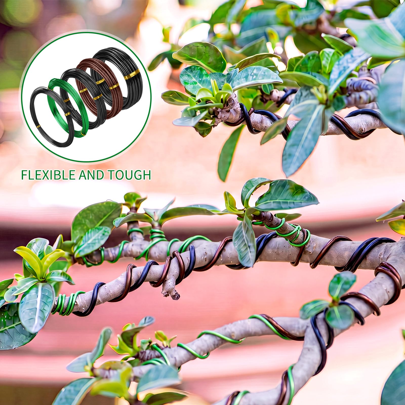 2.0 mm black aluminum wire roll from Mudder Bonsai training set