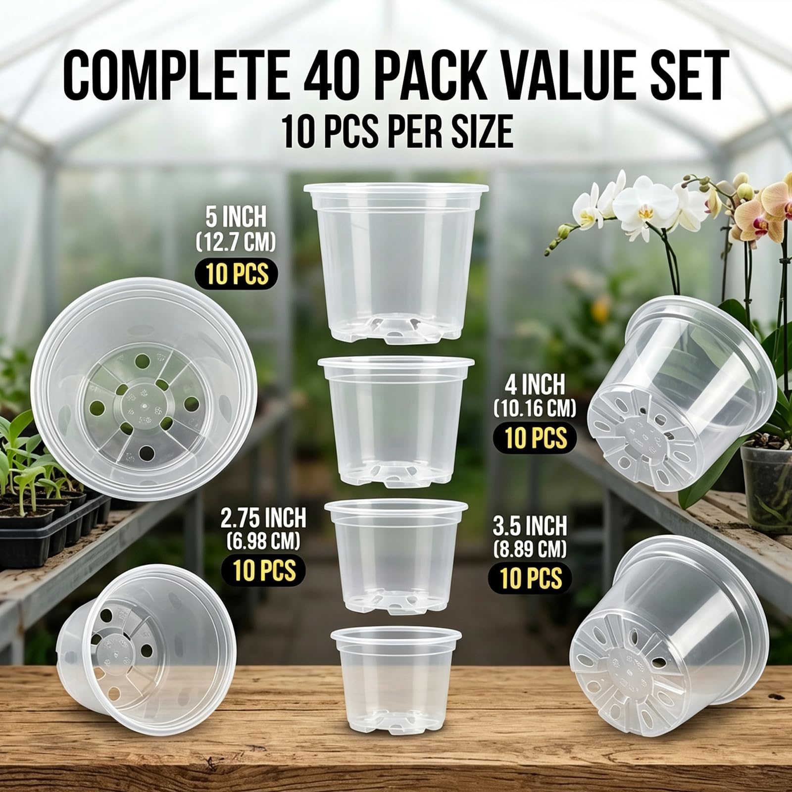 2.5 inch AFHGGZXZ Clear Nursery Pot front view