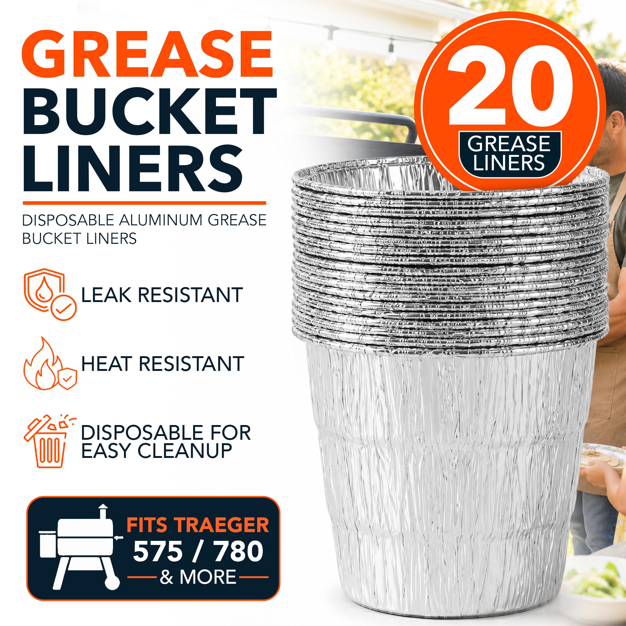 20 Pack of aluminum grease liners for BBQ