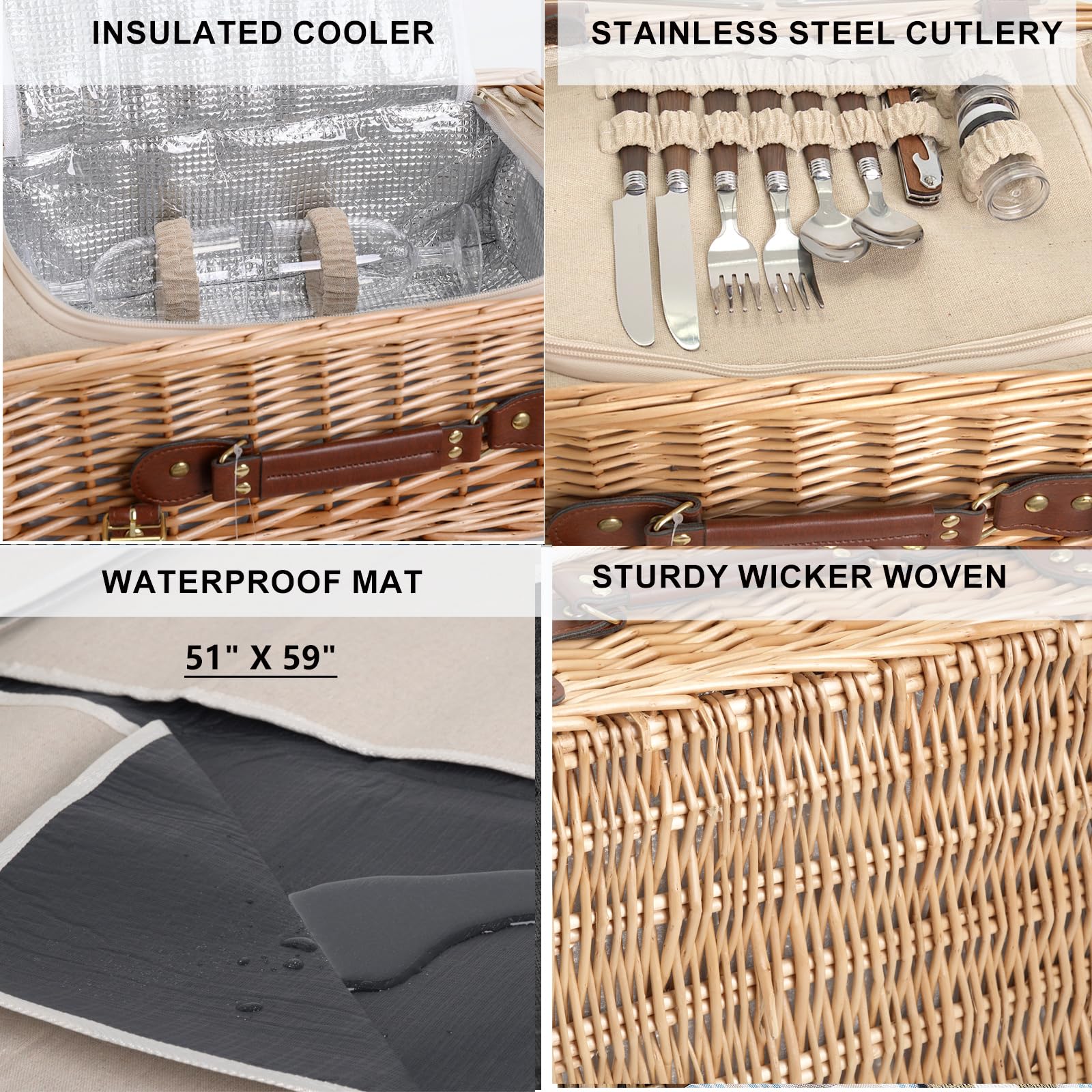 20-piece picnic tableware included in SatisInside picnic set