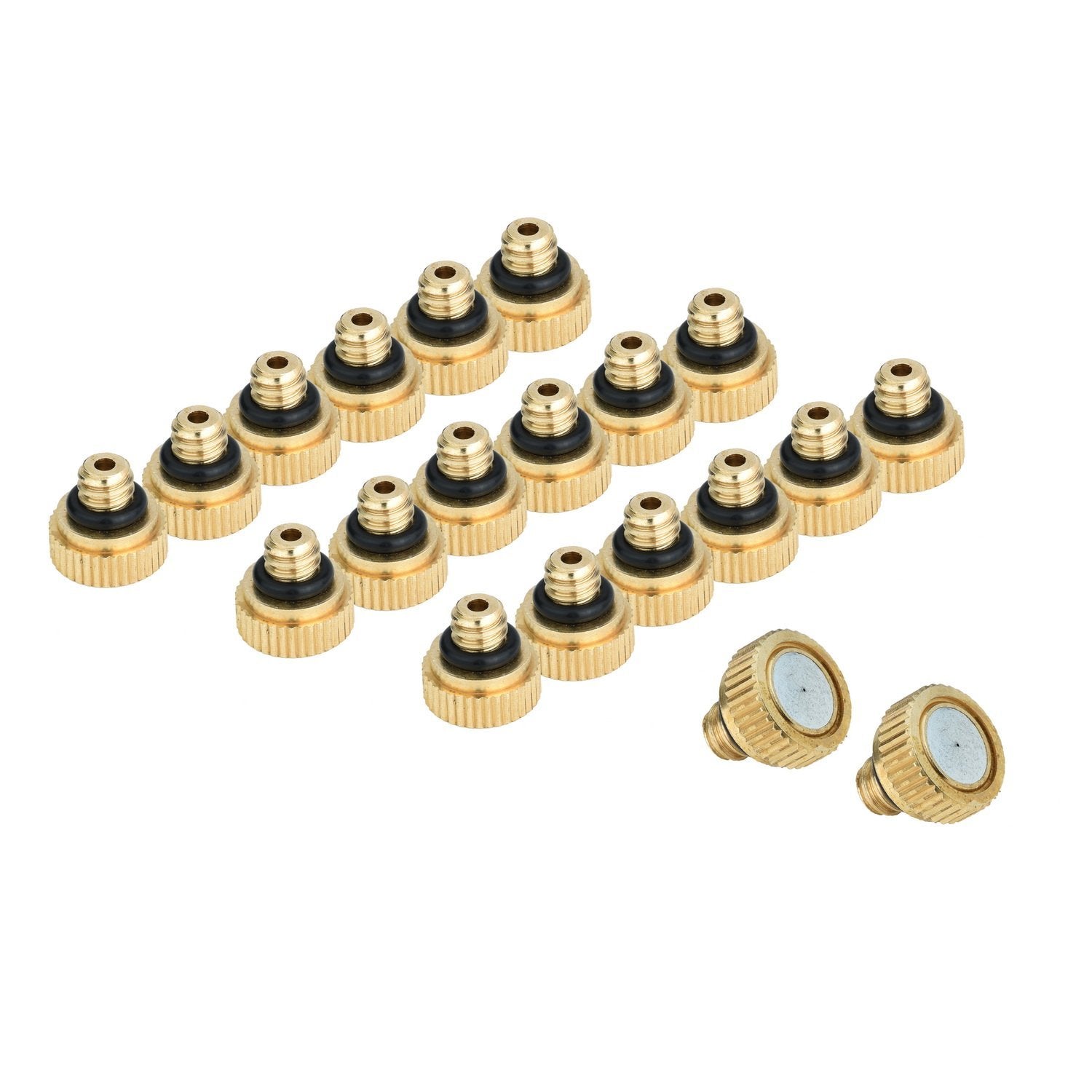 20 pieces of KUWAN Brass Misting Nozzles displayed together