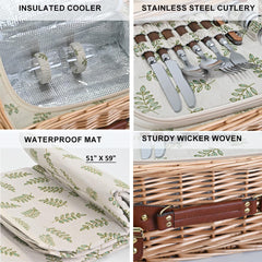 20 pieces of tableware included in picnic basket