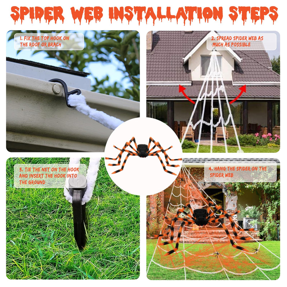 200" triangular spider web stretched in yard