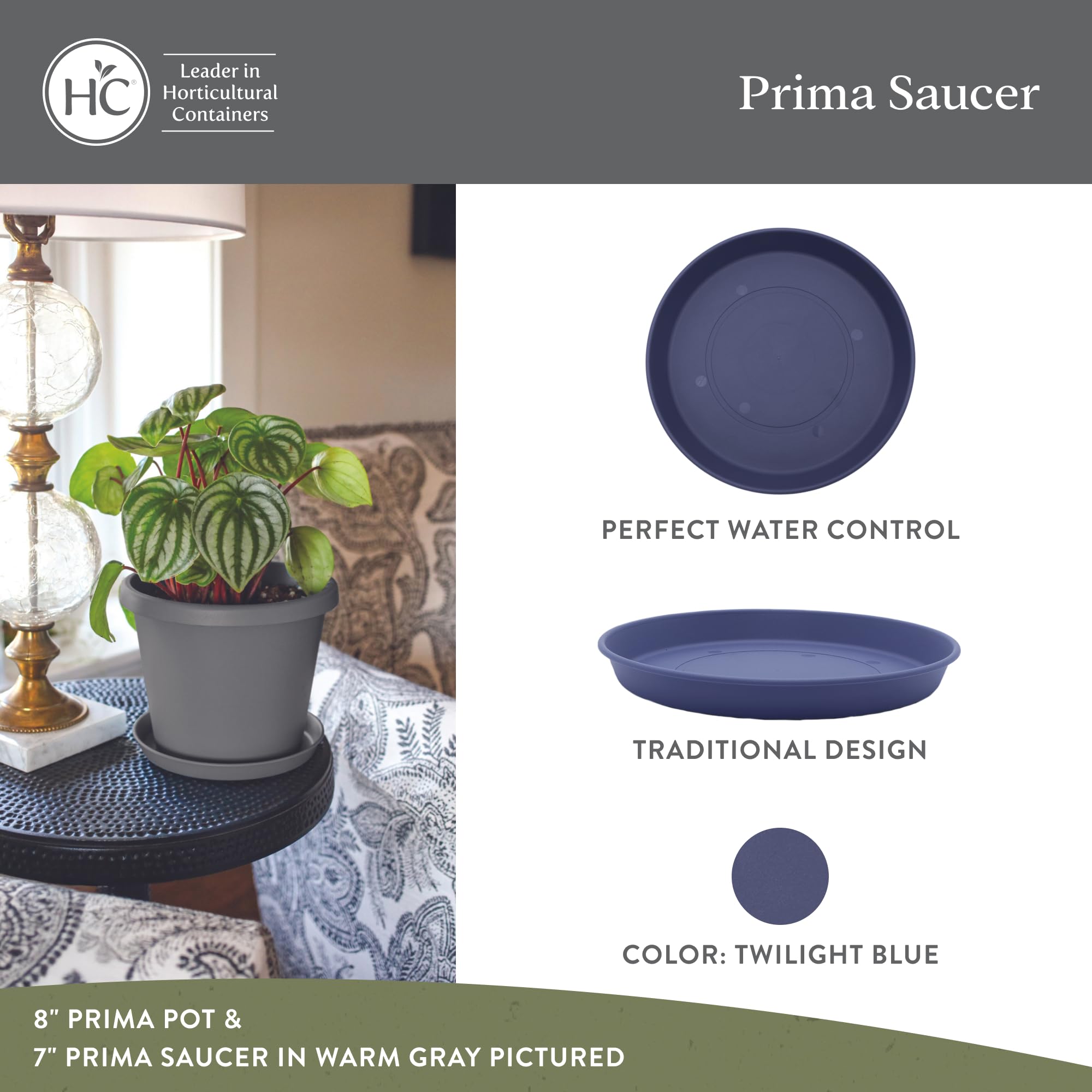 21 Inch Prima Round Plant Saucer Twilight Blue side view