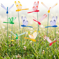 24 VGOODALL dragonfly garden stakes in multicolours blue, red, green, yellow