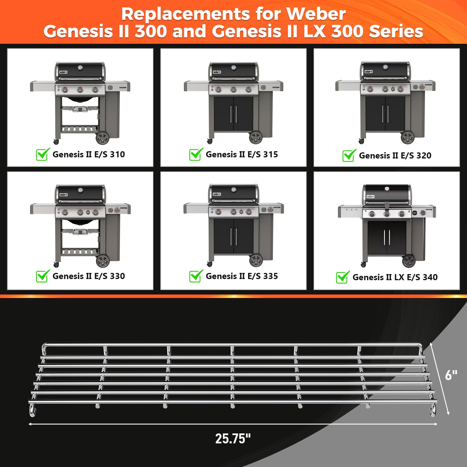 25.75 inch stainless steel warming rack side view