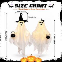 28-inch bow ghost decoration with cauldron