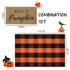 28" x 43" classic checked fall welcome mat