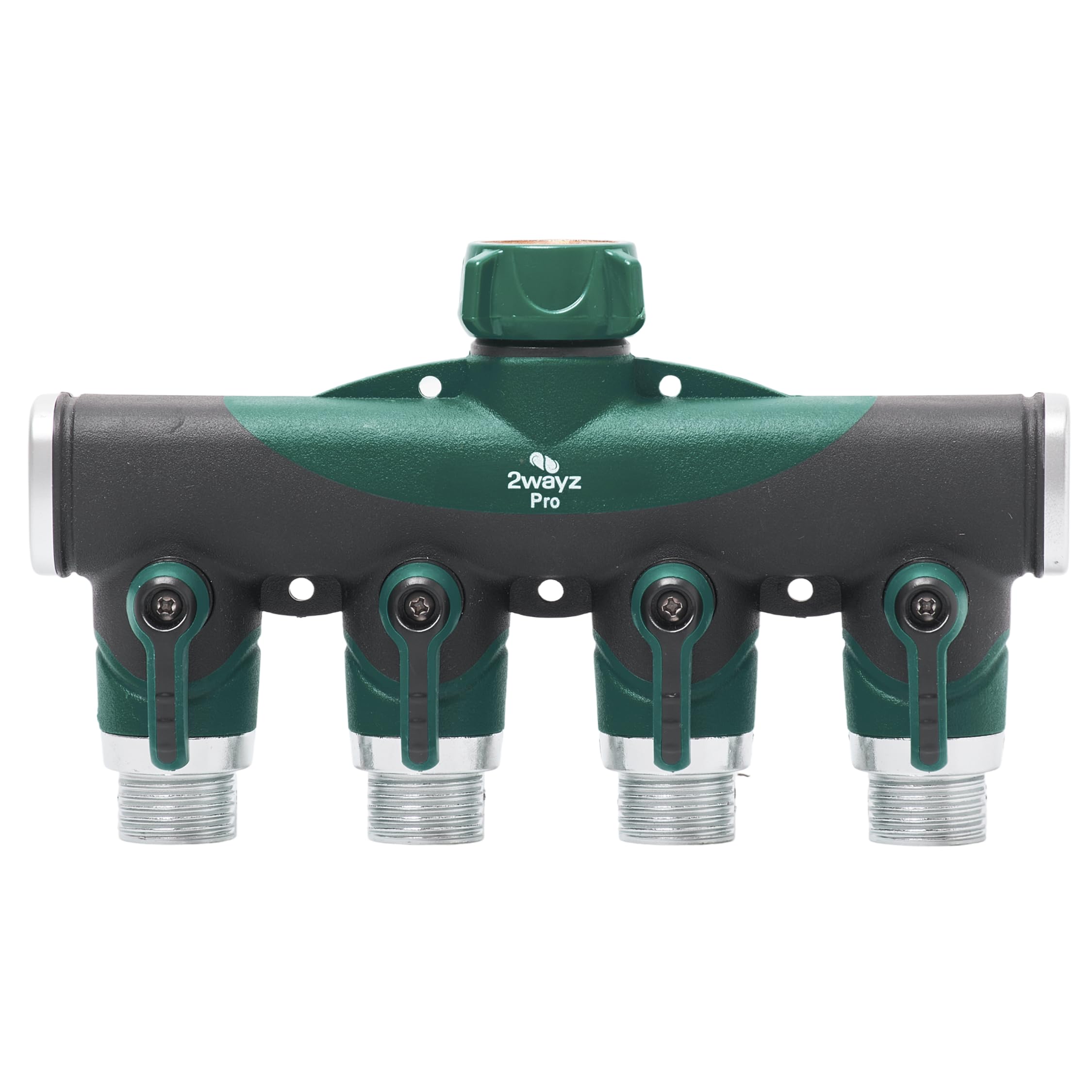 2WAYZ Dual Outlet Water Hose Splitter front view with spigot extender