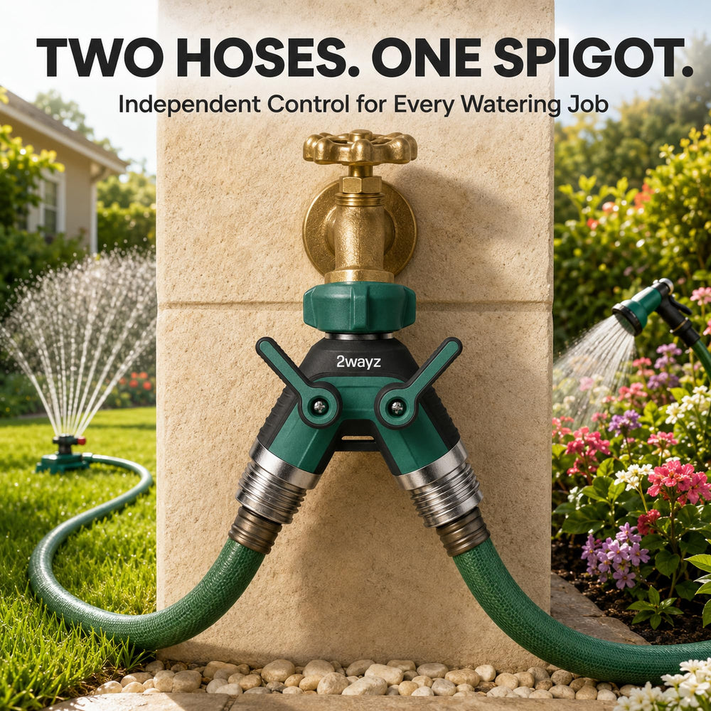 2WAYZ hose splitter showing 360-degree rotation feature