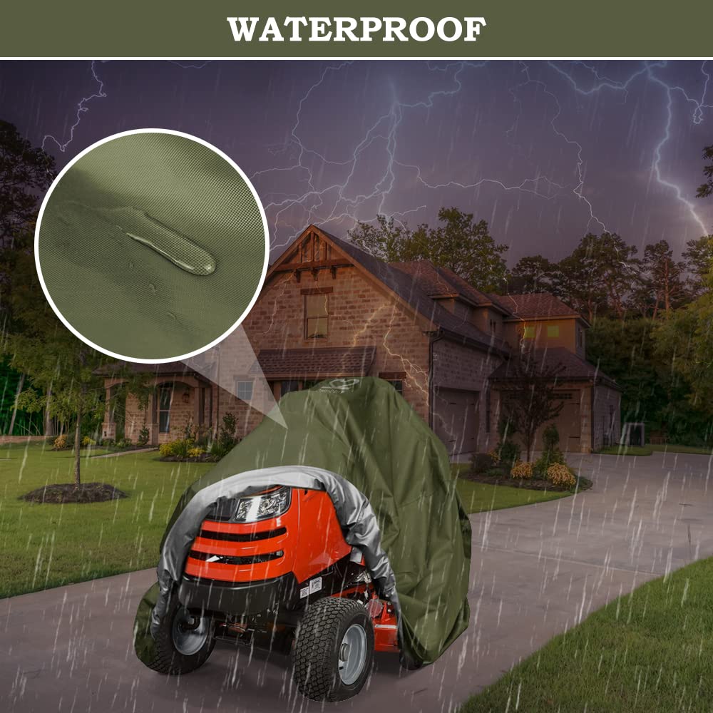2win2buy Riding Lawn Mower Cover side view showing dimensions