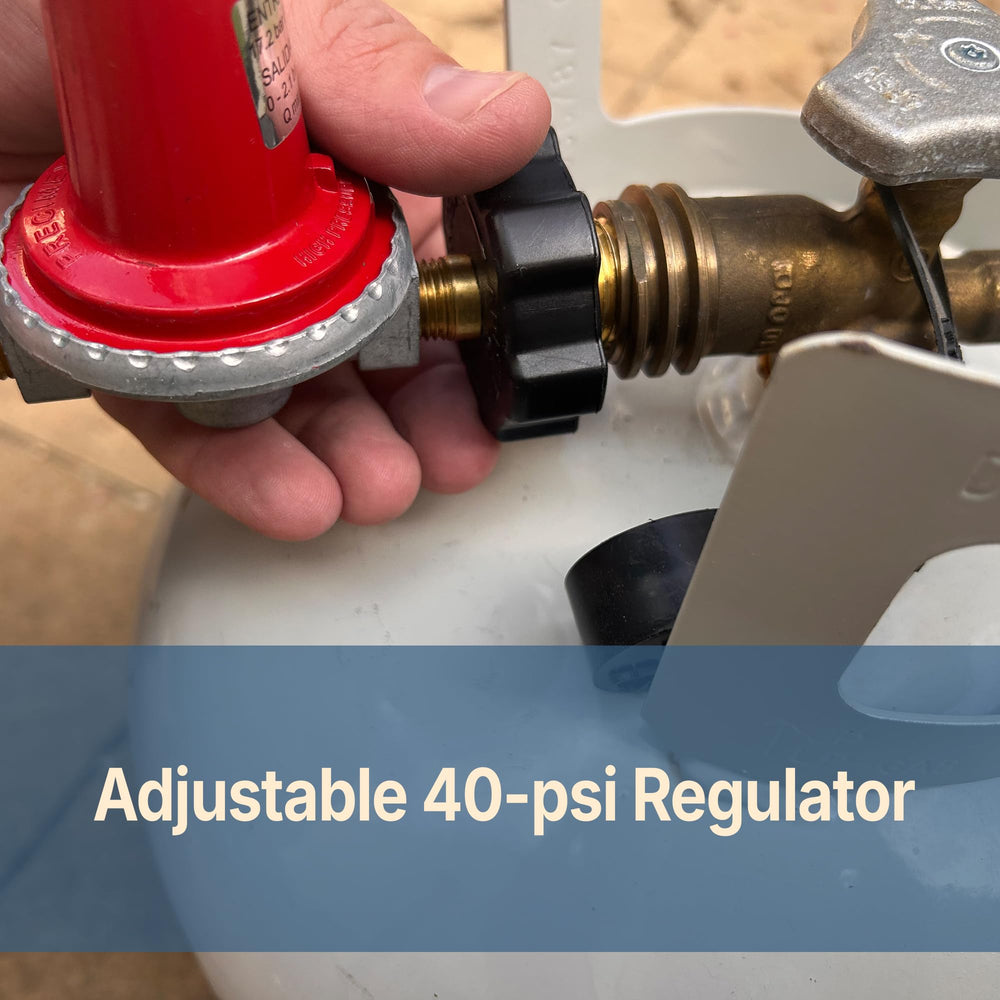 3/8-inch flare swivel fitting detail on propane regulator