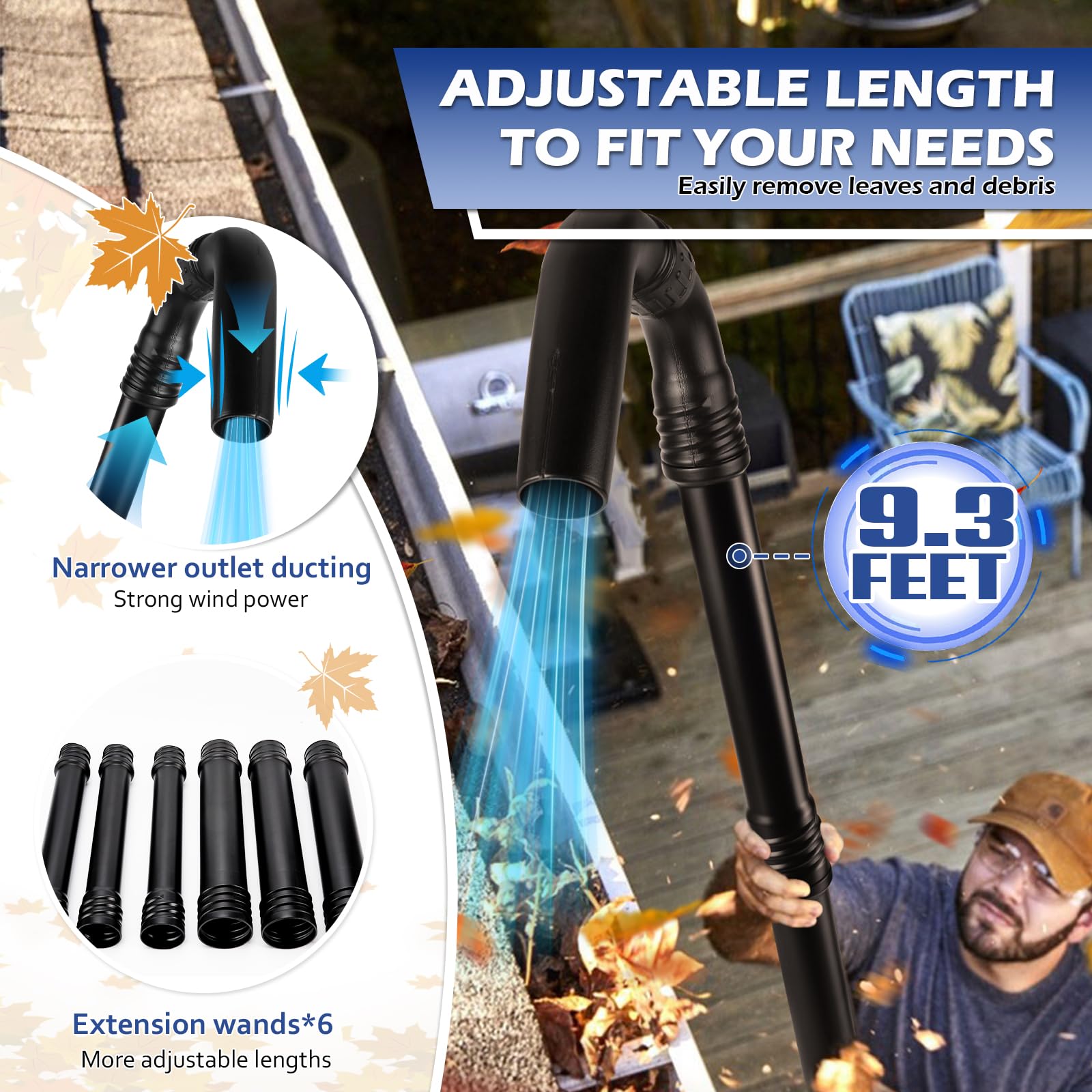 3 BUZZLETT Gutter Cleaning Tool in action, cleaning high gutters