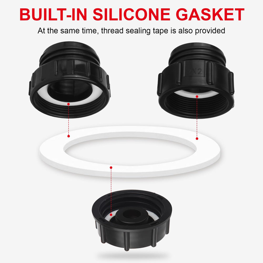 3 sizes of VYH IBC Tote adapters displayed