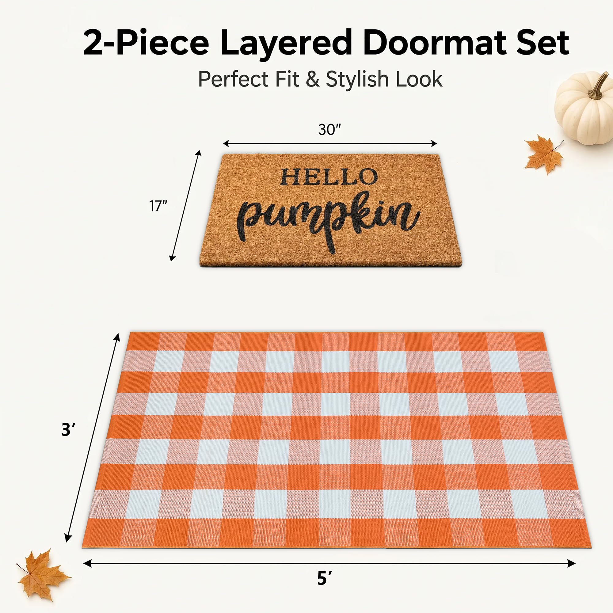 3' x 5' orange and white plaid rug from Homydecor