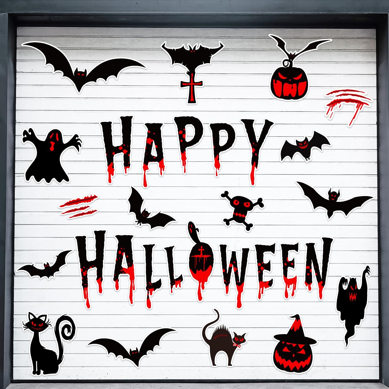 30 Halloween garage door decoration magnets featuring bats and ghosts