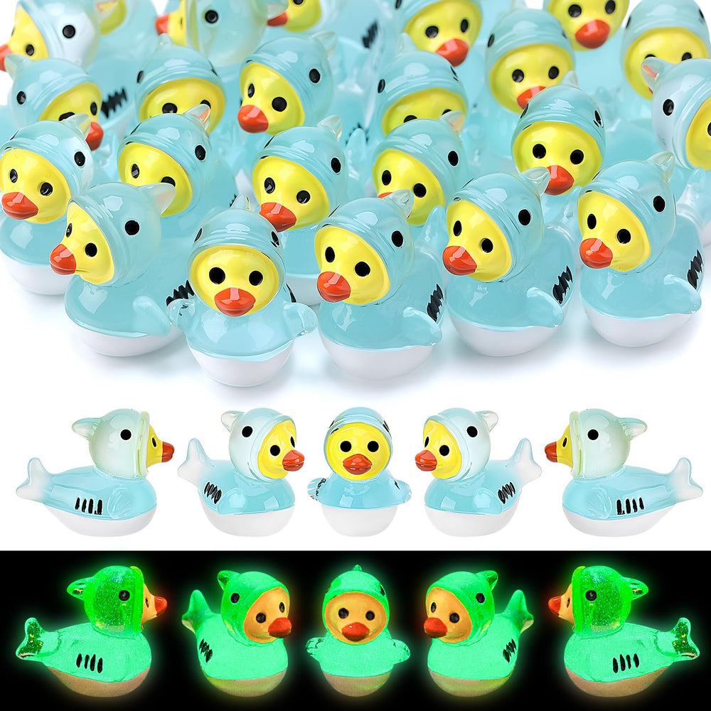 30 luminous mini shark resin ducks in a pack