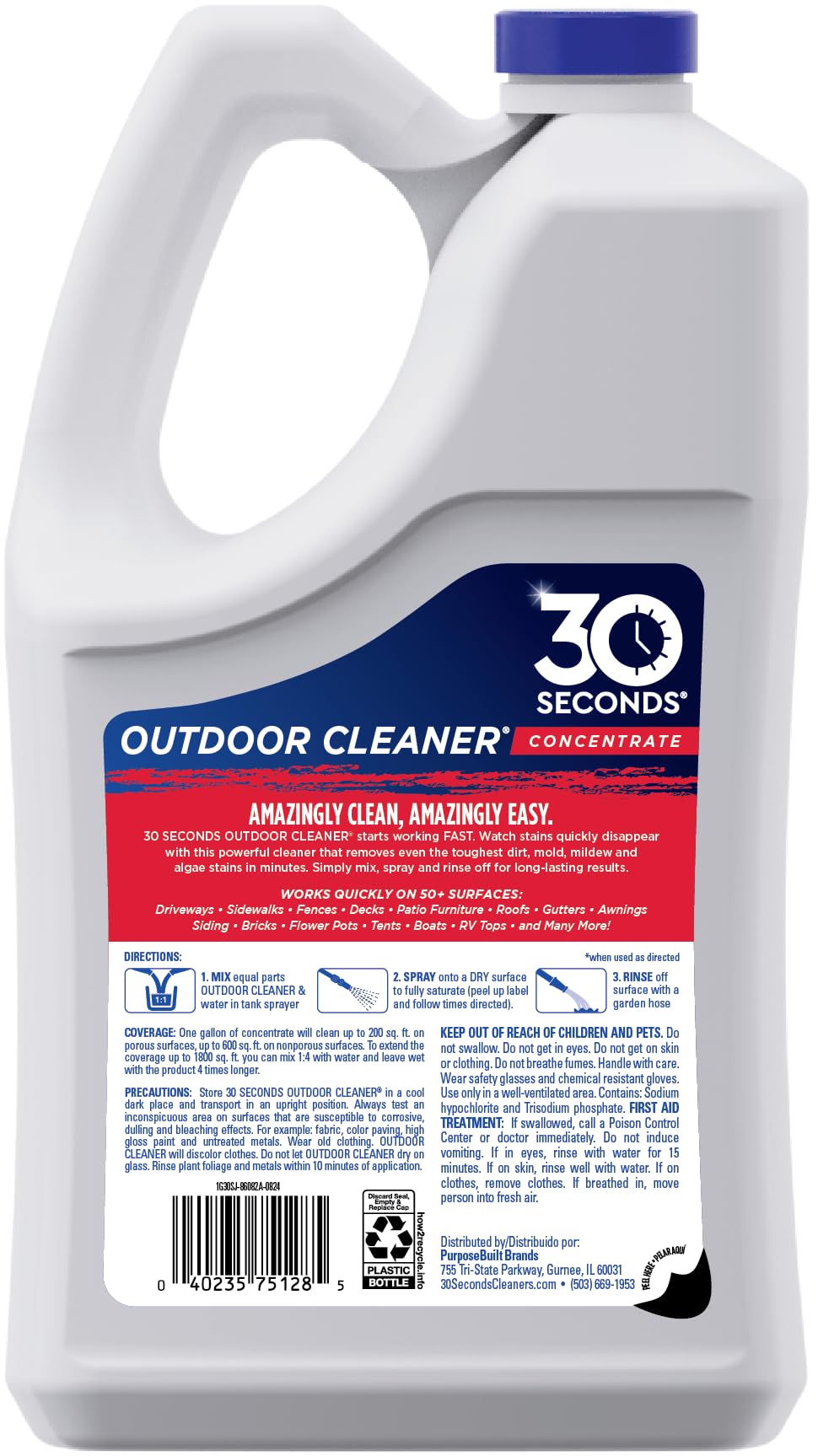 30 SECONDS Outdoor Cleaner 128 Fl Oz bottle with spray nozzle