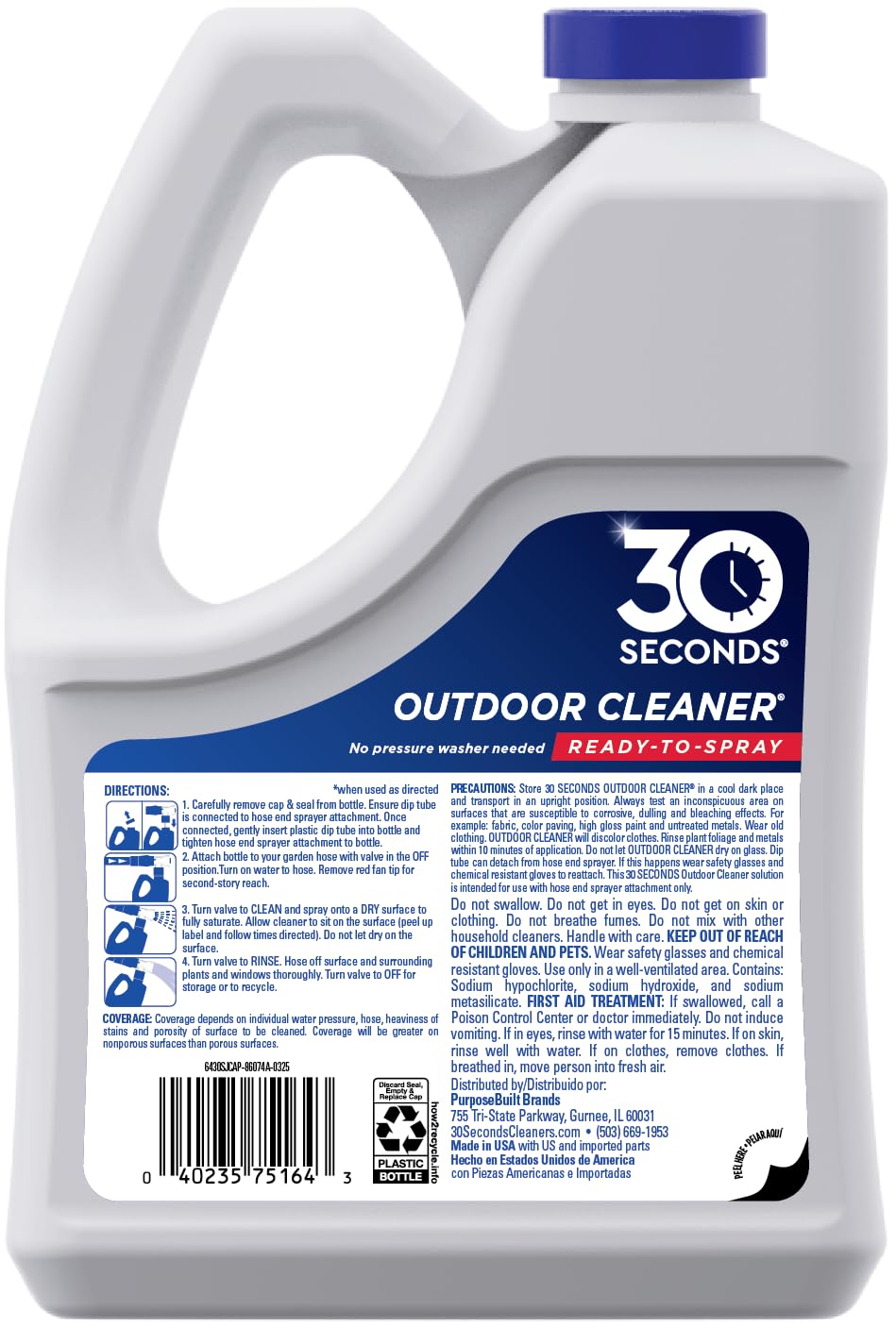 30 SECONDS Outdoor Cleaner close-up of hose end sprayer