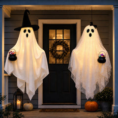32-inch witch hat ghost decoration with LED lights