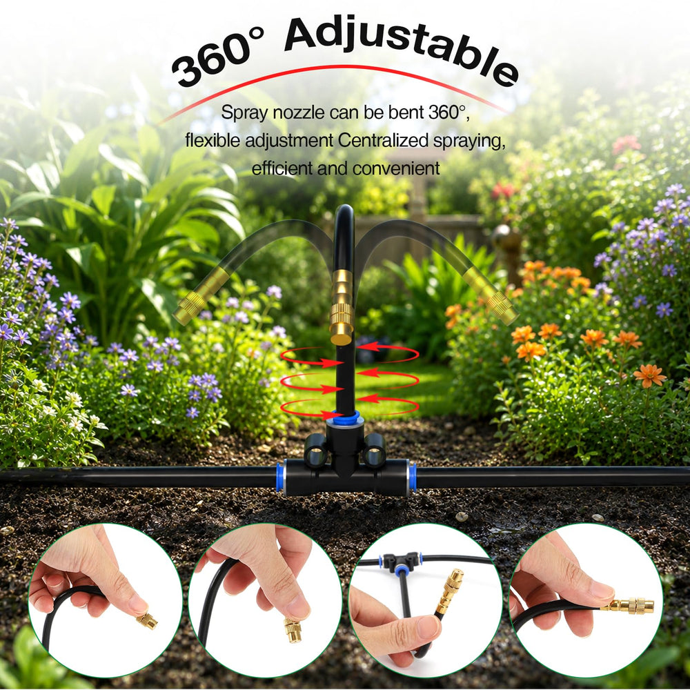 360° adjustable copper nozzles for precise watering
